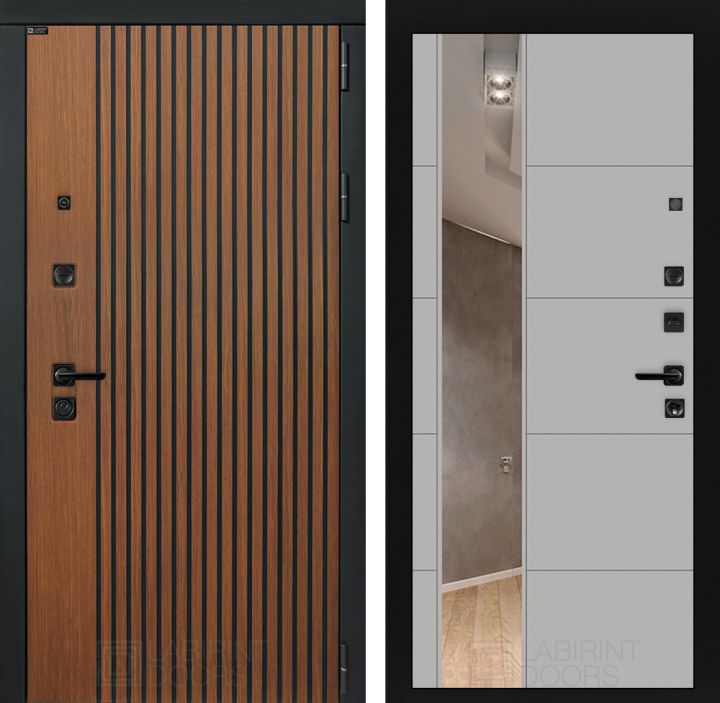 Входная дверь Лабиринт STORM - Зеркало 19 Грей софт