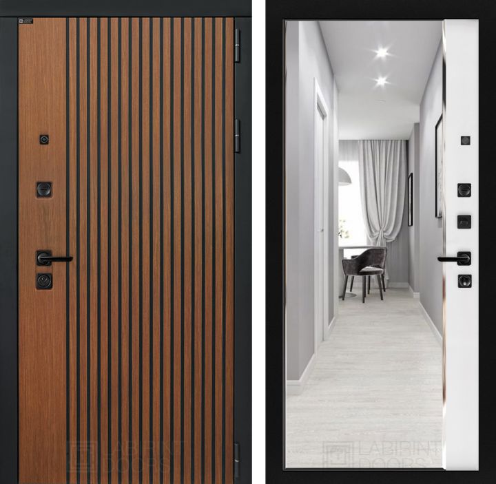 Входная дверь Лабиринт STORM - Зеркало панорама Белый софт