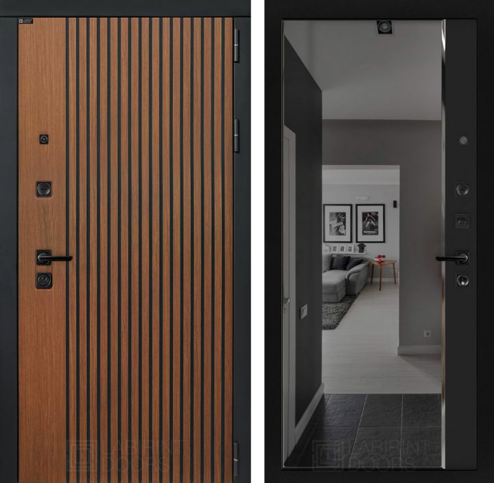 Входная дверь Лабиринт STORM - Зеркало панорама с тонировкой Черный кварц