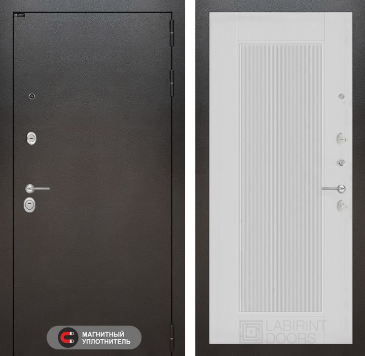 Входная дверь Лабиринт SILVER - 30 Белый софт рельеф