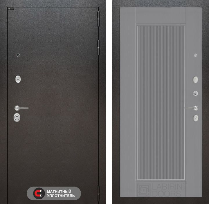 Входная дверь Лабиринт SILVER - 30 Серый софт рельеф