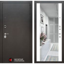 Входная дверь Лабиринт SILVER - Зеркало максимум Белый софт