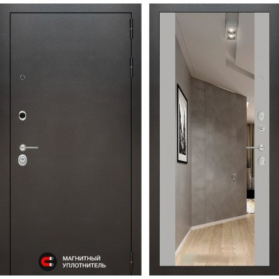 Входная дверь Лабиринт SILVER - Зеркало максимум Грей софт