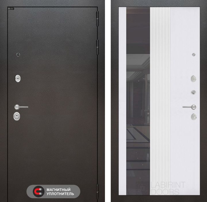 Входная дверь Лабиринт SILVER - 32 Белый софт рельеф