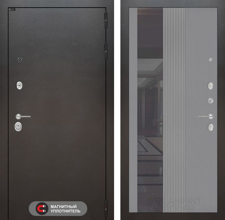 Входная дверь Лабиринт SILVER - 32 Серый софт рельеф