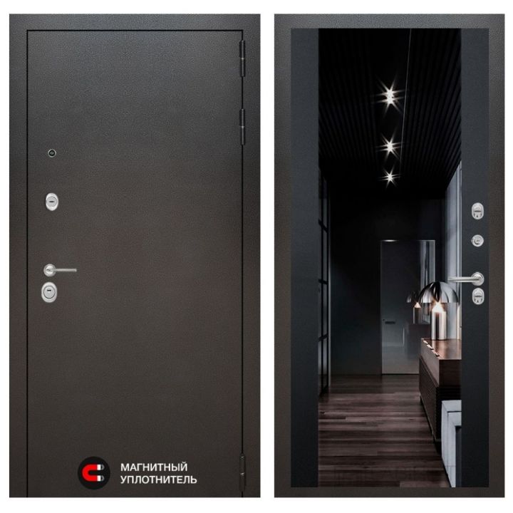 Входная дверь Лабиринт SILVER - Зеркало максимум с тонировкой Черный кварц