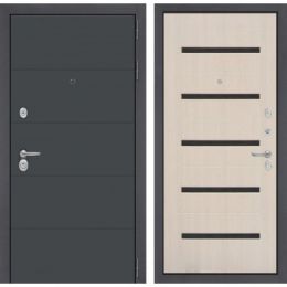 Входная дверь Лабиринт ART - 01 Беленый дуб стекло черное