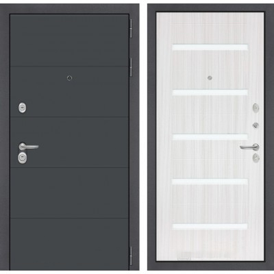 Входная дверь Лабиринт ART - 01 Сандал белый стекло белое