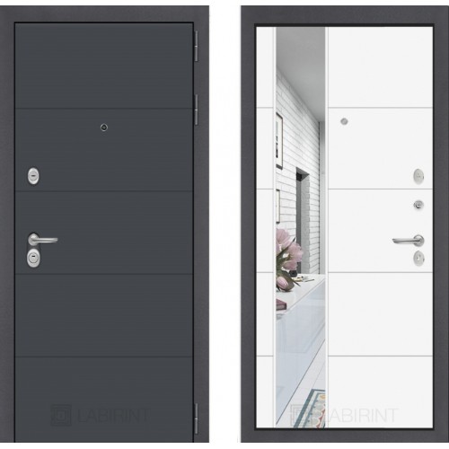 Входная дверь Лабиринт ART - Зеркало 19 Белый софт