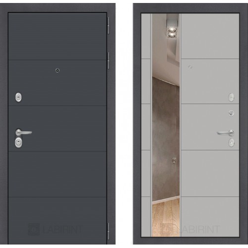 Входная дверь Лабиринт ART - Зеркало 19 Грей софт
