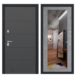 Входная дверь Лабиринт ART - Зеркало 18 Бетон светлый