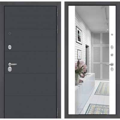 Входная дверь Лабиринт ART - Зеркало максимум Белый софт