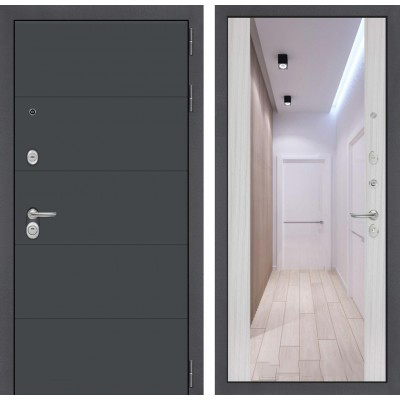 Входная дверь Лабиринт ART - Зеркало максимум Сандал белый