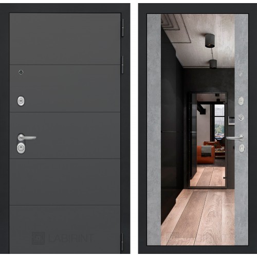 Входная дверь Лабиринт ART - Зеркало максимум Бетон светлый