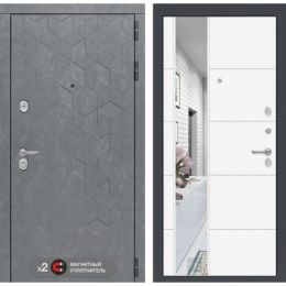 Входная дверь Лабиринт BETON - Зеркало 19 Белый софт