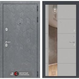 Входная дверь Лабиринт BETON - Зеркало 19 Грей софт