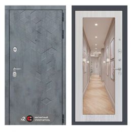 Входная дверь Лабиринт BETON - Зеркало 18 Сандал белый