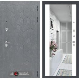 Входная дверь Лабиринт BETON - Зеркало максимум Белый софт