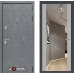 Входная дверь Лабиринт BETON - Зеркало максимум Грей софт