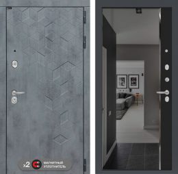 Входная дверь Лабиринт BETON - Зеркало панорама Черный кварц с тонировкой