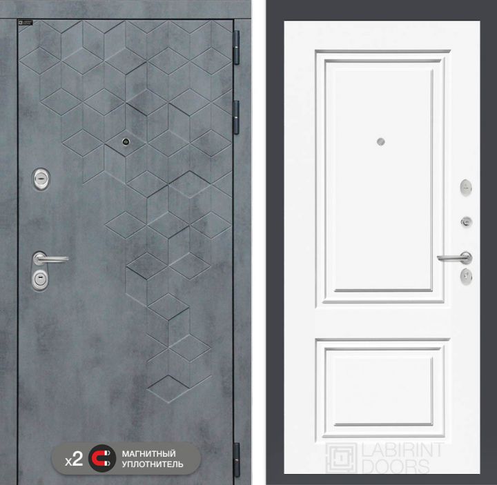 Входная дверь Лабиринт BETON - 26 Эмаль белая