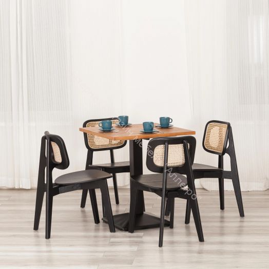 Стул ODIN дерево вяз/ротанг, черный, 42х45х78 см