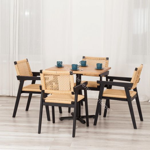 Стол VALHALLA дерево вяз/железная опора, 80х65х76 см, груша №3/черная опора