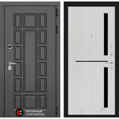 Входная дверь Лабиринт NEW YORK - 02 Сандал белый, стекло черное