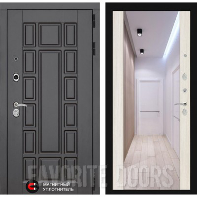 Входная дверь Лабиринт NEW YORK - Зеркало максимум Сандал белый