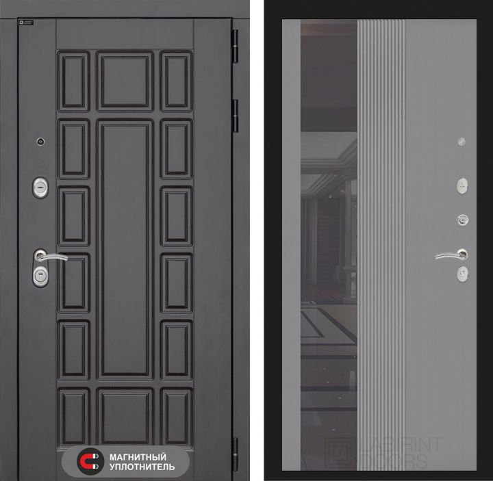 Входная дверь Лабиринт NEW YORK - 32 Серый софт рельеф