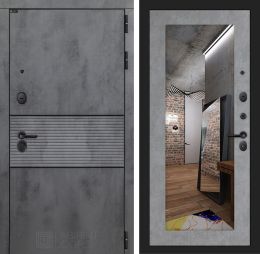 Входная дверь Лабиринт INFINITY - Зеркало 18 Бетон светлый