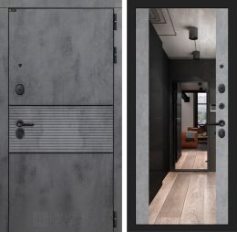 Входная дверь Лабиринт INFINITY - Зеркало максимум Бетон светлый