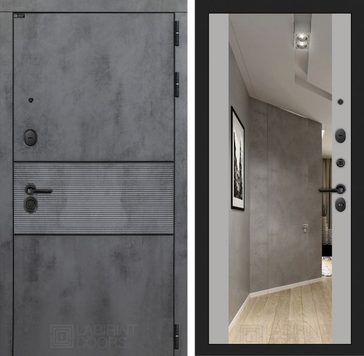 Входная дверь Лабиринт INFINITY - Зеркало максимум Грей софт