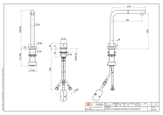 Кухонный смеситель Quadro design Kitchen Inox 443.12.420 с дистанционным управлением схема 6