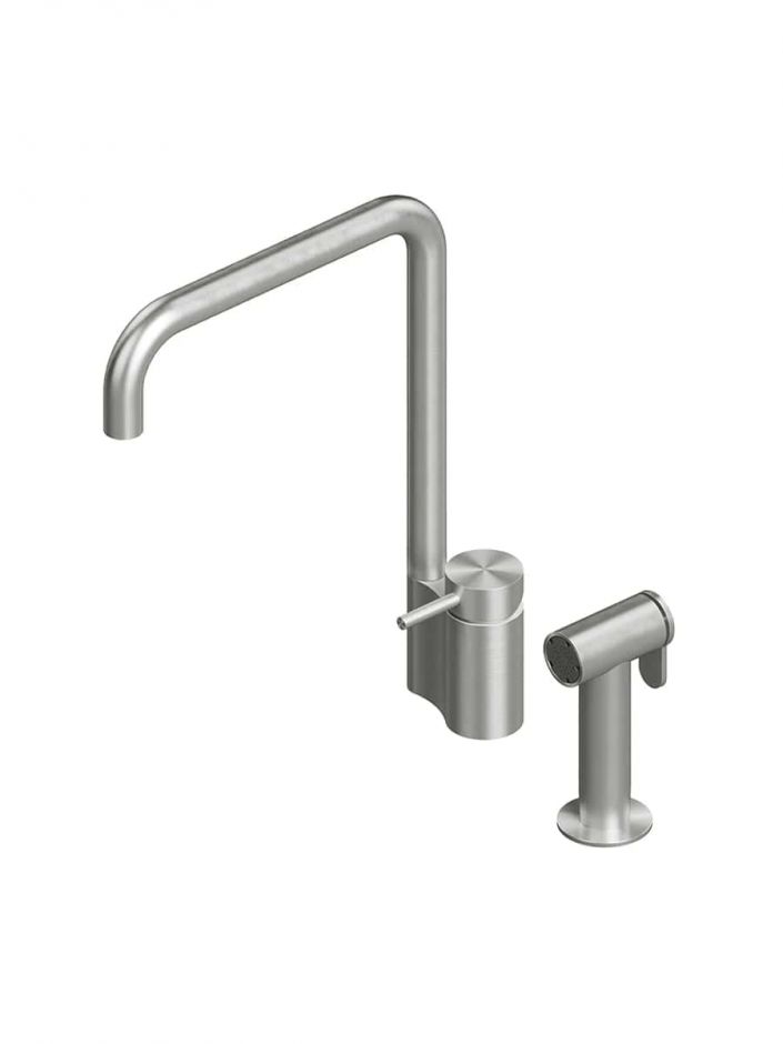 Кухонный смеситель Quadro design Kitchen Inox 136 + DC055.2 AS с выдвижным душем