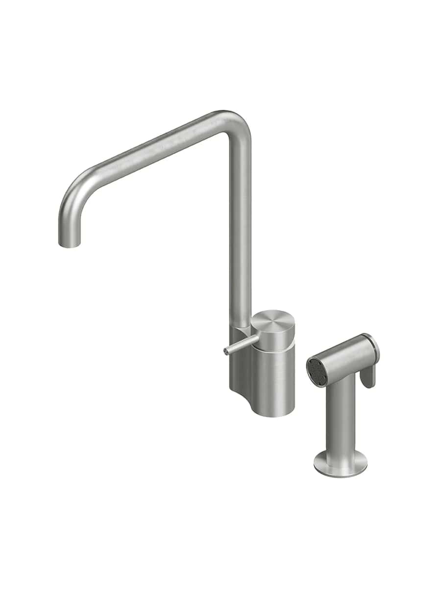 Кухонный смеситель Quadro design Kitchen Inox 136 + DC055.2 AS с выдвижным душем цена от 151 801 ₽ Фото Кухонный смеситель Quadro design Kitchen Inox 136 + DC055.2 AS с выдвижным душем