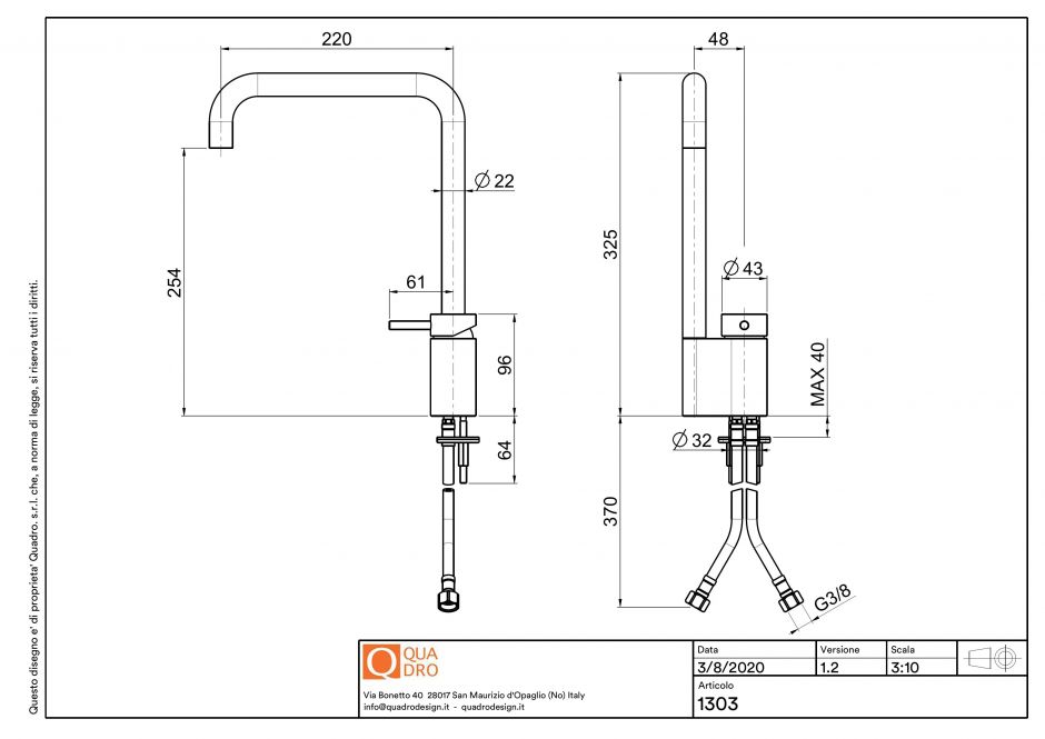 Кухонный смеситель Quadro design Kitchen Inox 136 AS поворотный излив ФОТО
