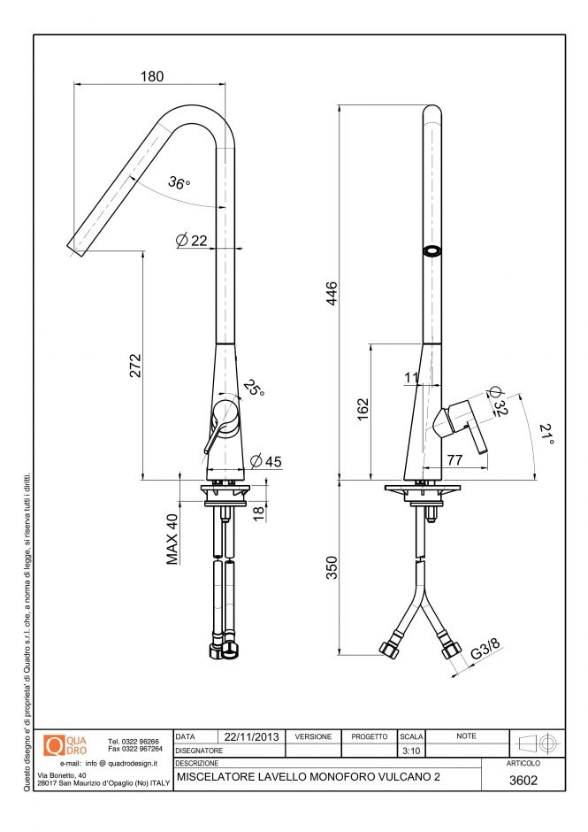 Смеситель для кухонной мойки Quadro design Kitchen Inox 360.1 AS с поворотным изливом ФОТО