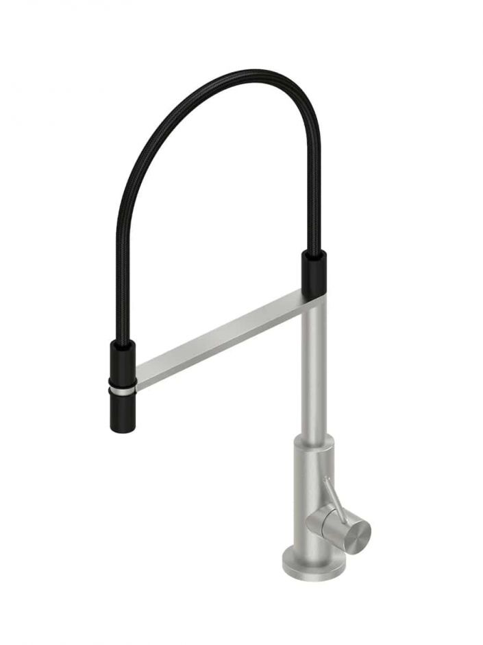 Изображение Смеситель для кухонной мойки Quadro design Kitchen Inox 604 AS с черным шлангом