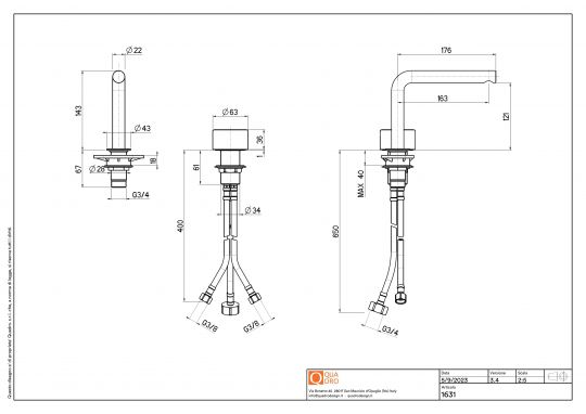 Смеситель для раковины Quadro design Stereo 16 31 встраиваемый схема 6