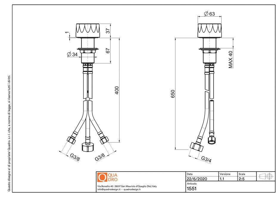 Рычаг встраиваемого смесителя Quadro design HB 15 51 AS ФОТО