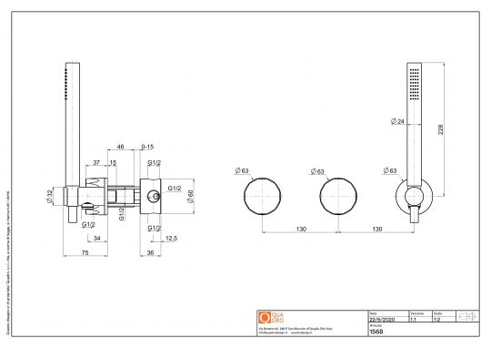 Смеситель для душа Quadro design HB 15 68 AS на три отверстия схема 3