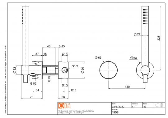 Смеситель для душа Quadro design HB 15 58 AS встраиваемый схема 2