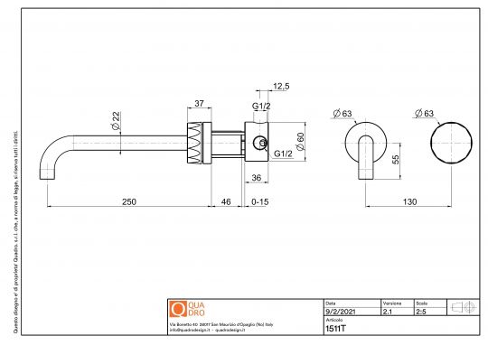 Смеситель для раковины Quadro design HB 15 11T AS удлиненный излив схема 2