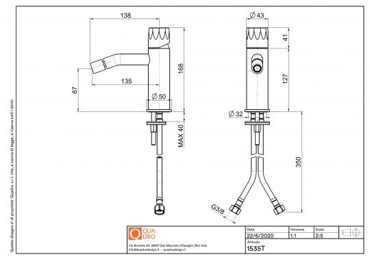 Смеситель для биде Quadro design HB 15 35T AS схема 2