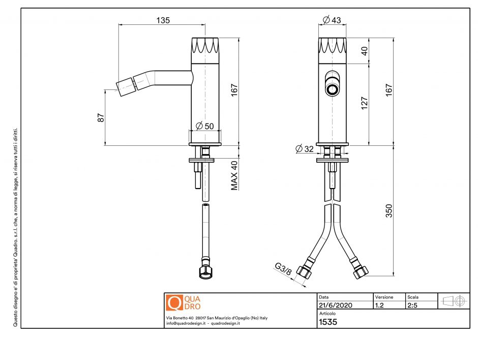 Смеситель для биде Quadro design HB 15 35 AS гидропрогрессивый ФОТО