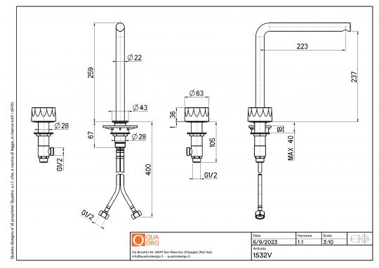Смеситель для раковины Quadro design HB 15 32V AS высокий поворотный излив схема 2 Смеситель для раковины Quadro design HB 15 32V AS высокий поворотный излив схема 2