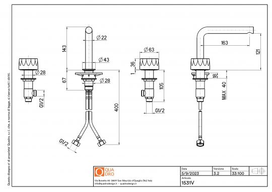 Смеситель для раковины Quadro design HB 15 31 AS поворотный излив схема 3 Смеситель для раковины Quadro design HB 15 31 AS поворотный излив схема 3
