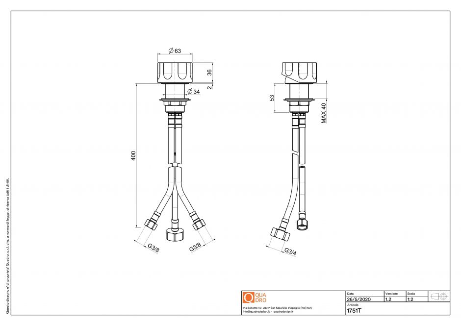 Рычаг смесителя встраиваемого в столешницу Quadro design Modo 17 51T ФОТО