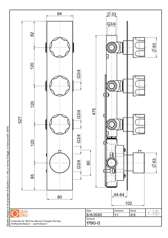 Термостатический смеситель Quadro design Modo 17 90.0 на четыре отверстия ФОТО